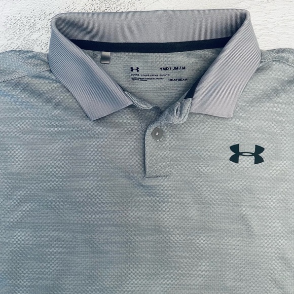 Under Armour Boys Heatgear Grey Polo Shirt Size M - Picture 3 of 6